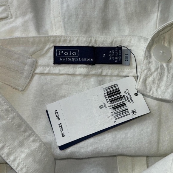 NWT Polo by Ralph Lauren White Turkish Hemp Cotton Romper - Picture 7 of 8